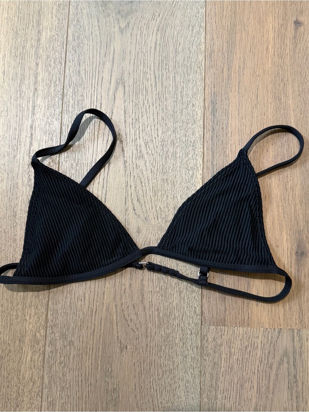 Frankie’s Bikinis- Black Ribbed Triangle Bikini Top
